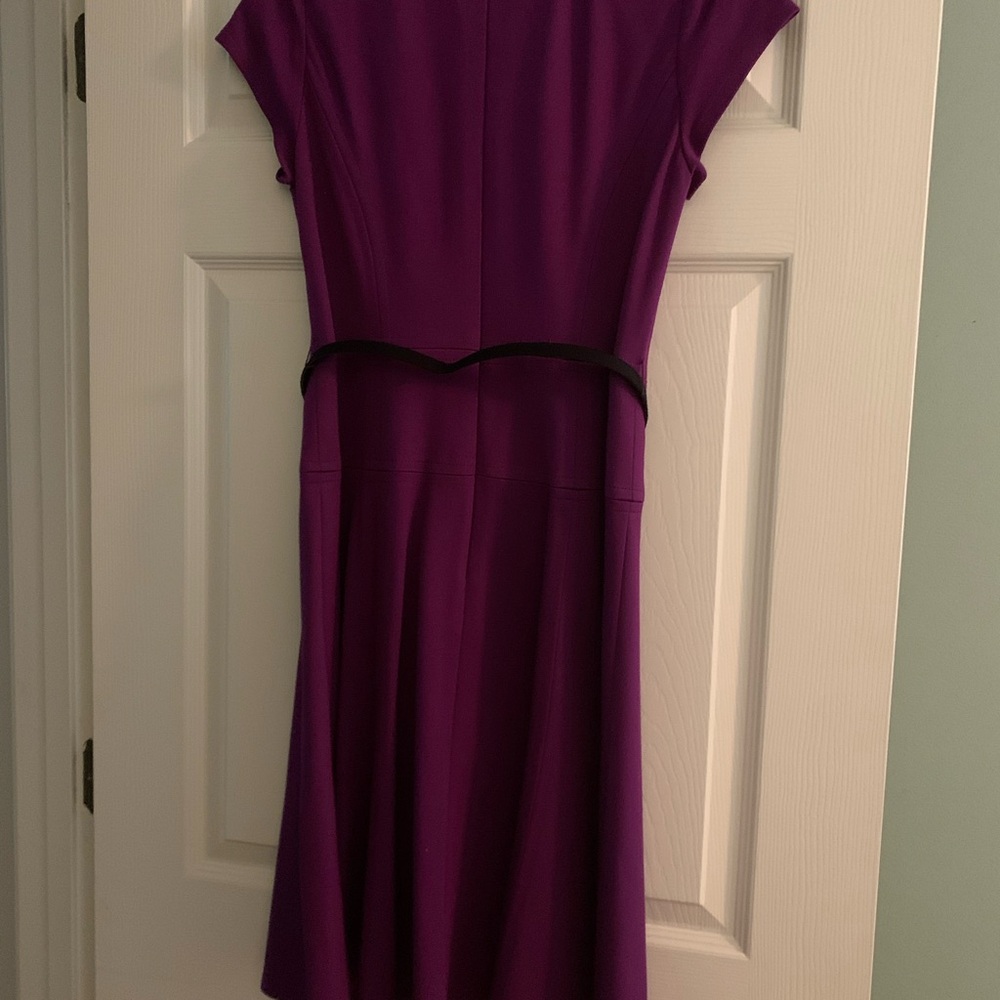Nanette Lepore Purple Sheath Midi Dress with Flutter Cap Sleeves